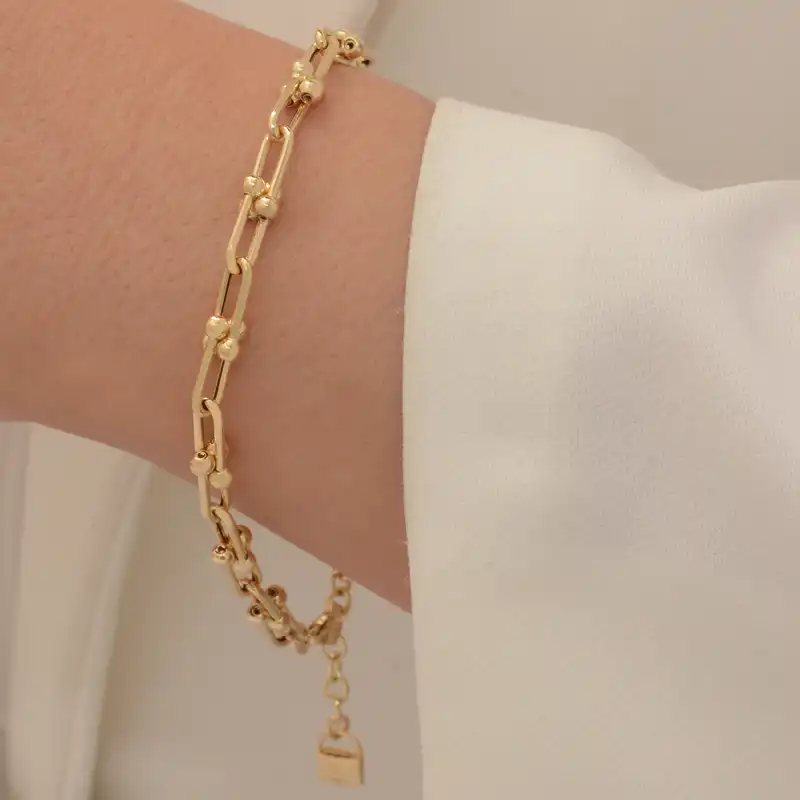 دستبند طلا 18 عیار زنانه طلای مستجابی کد TF19