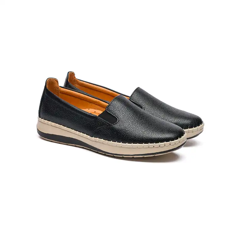 کفش روزمره زنانه مدل آنیس تمام چرم رنگ مشکی