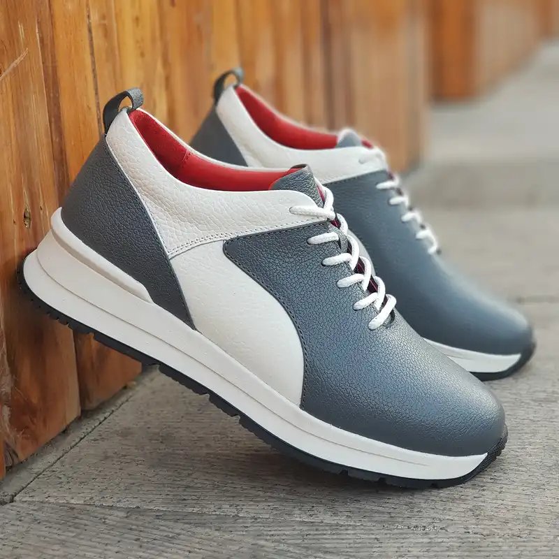 کفش روزمره زنانه مدل چرم طبیعی کد 00152 رنگ طوسی