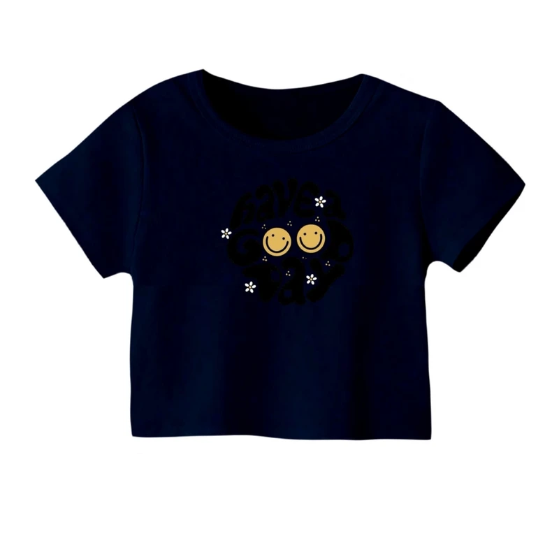 کراپ‌ تی‌شرت آستین کوتاه زنانه مدل تکست کد 04