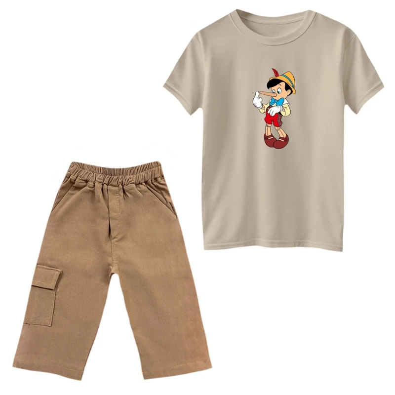 ست تی‌شرت و شلوارک پسرانه مدل پینوکیو