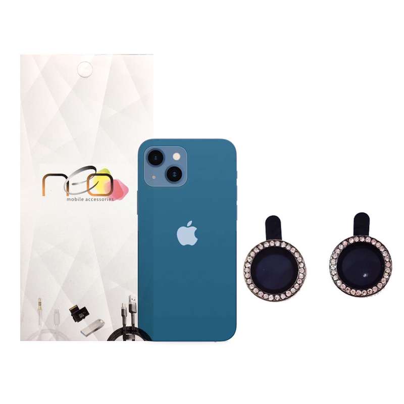 محافظ لنز دوربین نئو مدل رینگی نگین دار مناسب برای گوشی موبایل اپل iPhone 13/13 Mini