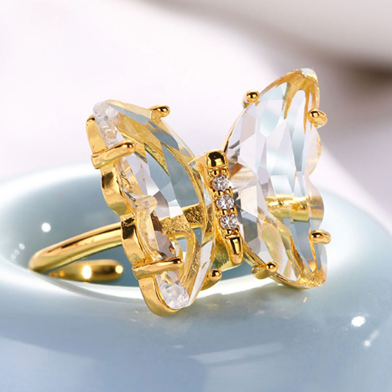 انگشتر زنانه مدل پروانه عاشق مدل کریستالی کد 04