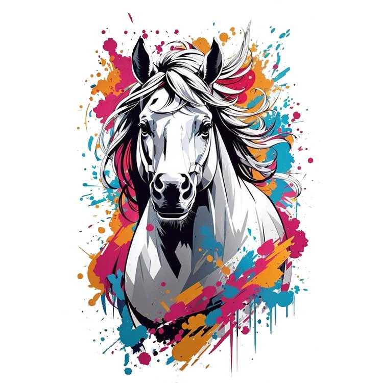 استیکر پارچه و لباس پاد آفرین مدل اسب سفید کد 1585