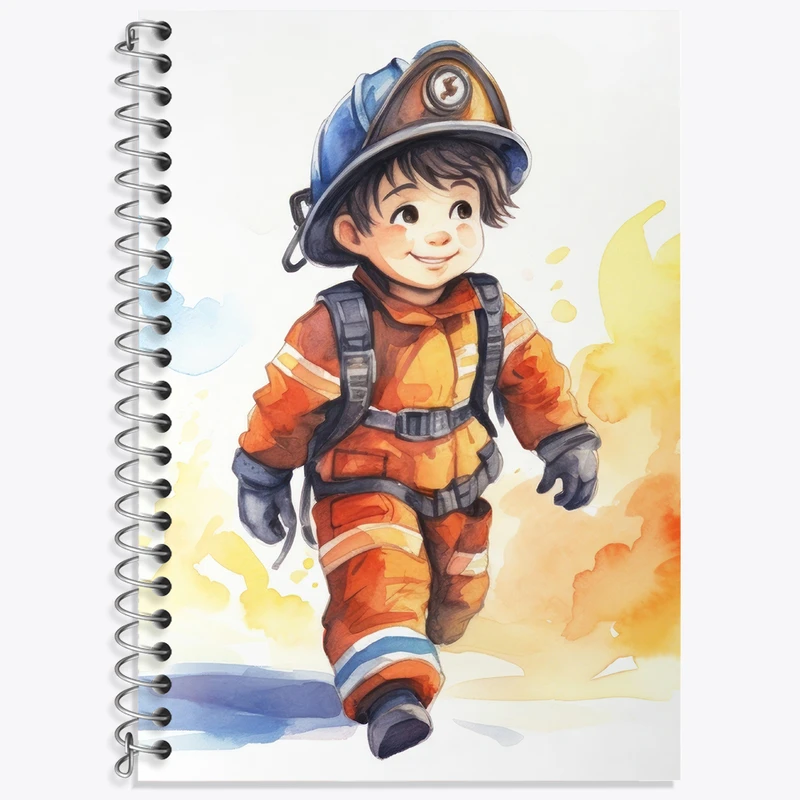 دفتر زبان 50 برگ خندالو مدل دو خط طرح پسر آتش نشان کد N2215