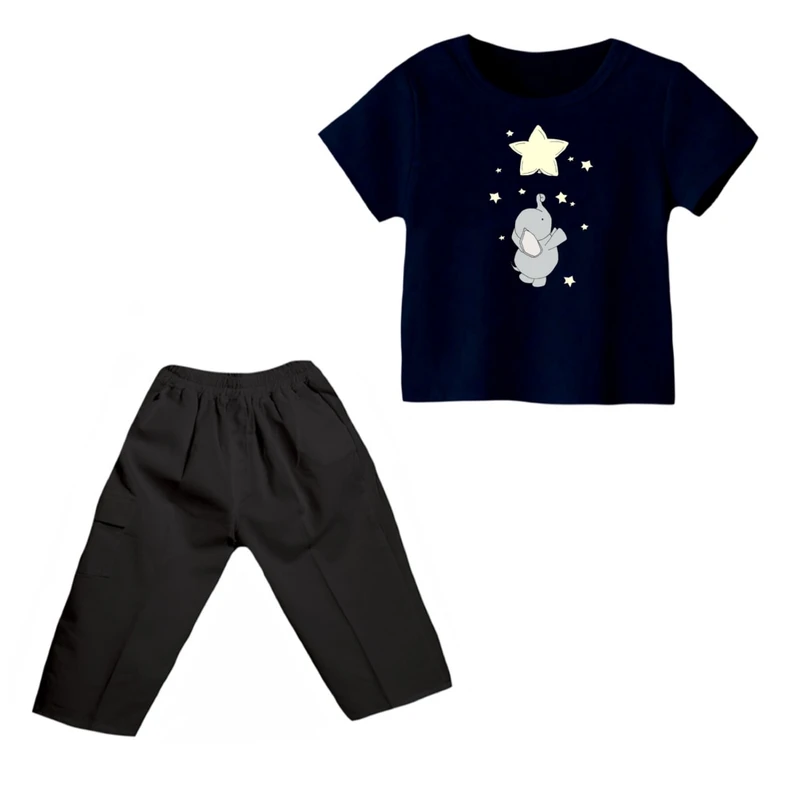 ست تی شرت و شلوارک دخترانه مدل فیل کد ۱۱