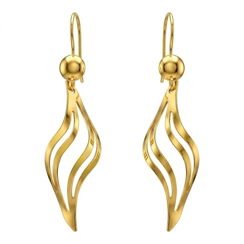 گوشواره آویز طلا 18 عیار زنانه طلای کامک مدل برگ 01
