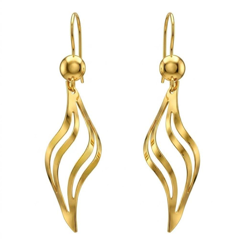 گوشواره آویز طلا 18 عیار زنانه طلای کامک مدل برگ 01