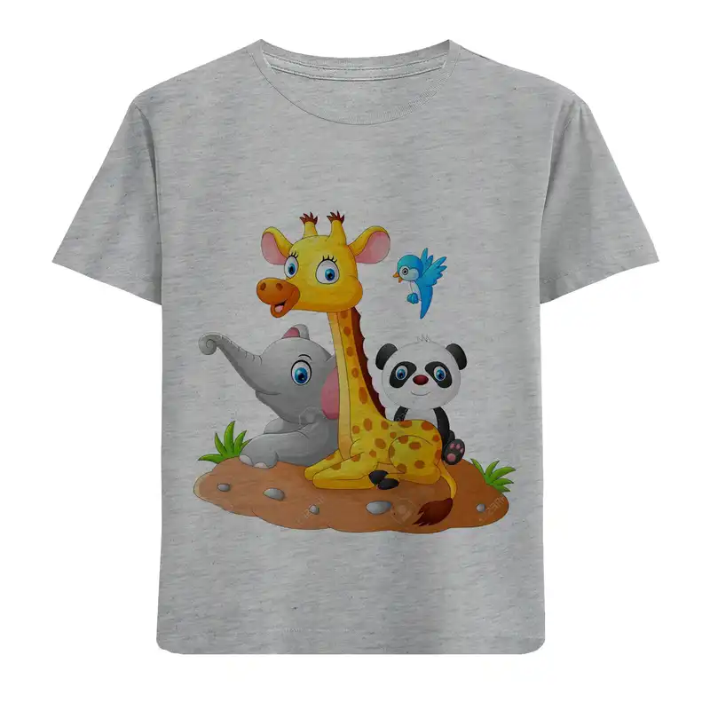 تی شرت آستین کوتاه بچگانه مدل زرافه F520