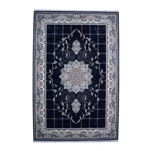 فرش ماشینی 700 شانه سهند زمینه سورمه‌ای حاشیه ذغالی مدل VF20.DI