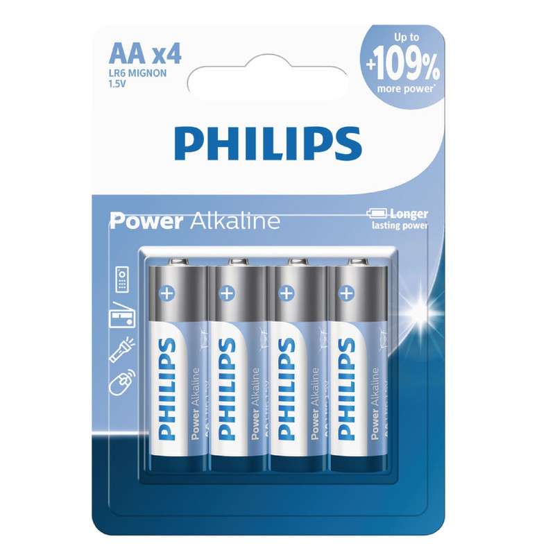 باتری قلمی فیلیپس مدل Power Alkaline LR6P4B بسته چهار عددی
