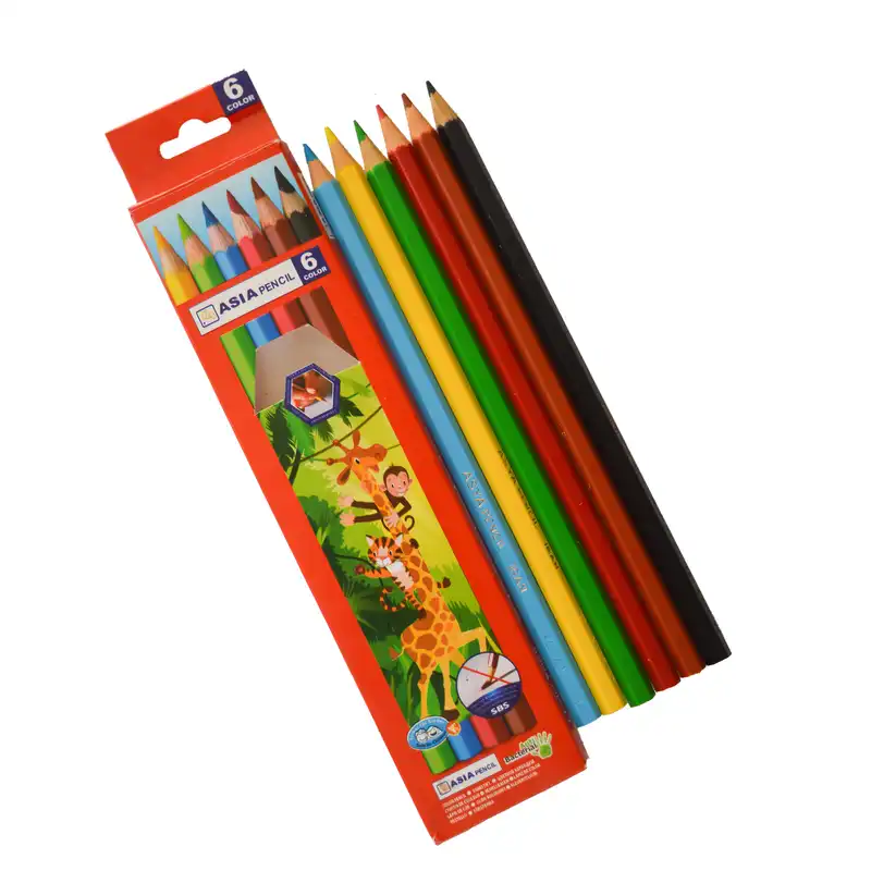 مداد رنگی 6 رنگ آسیا مدل A-6