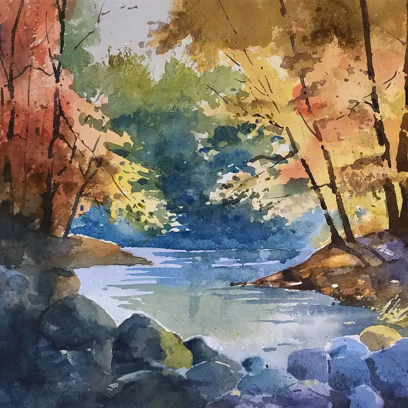 نقاشی آبرنگ طرح پاییز کد 114