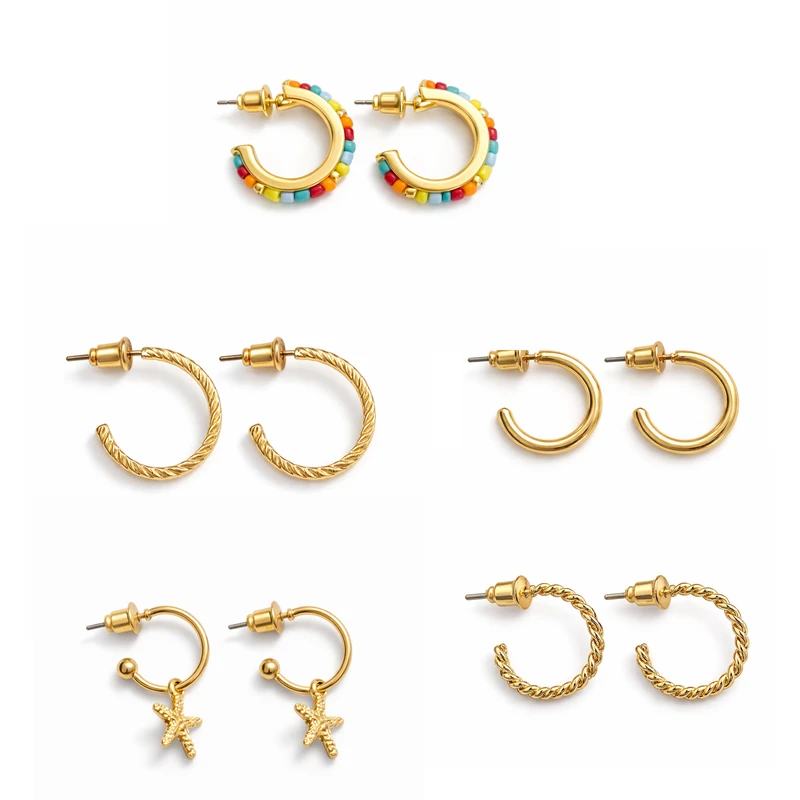 گوشواره حلقه‌ای زنانه اکسسورایز مدل P00277 مجموعه 5 عددی