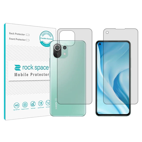 محافظ صفحه نمایش شفاف راک اسپیس مدل HyGEL مناسب برای گوشی موبایل شیائومی Mi 11 Lite 5G به همراه محافظ پشت گوشی 