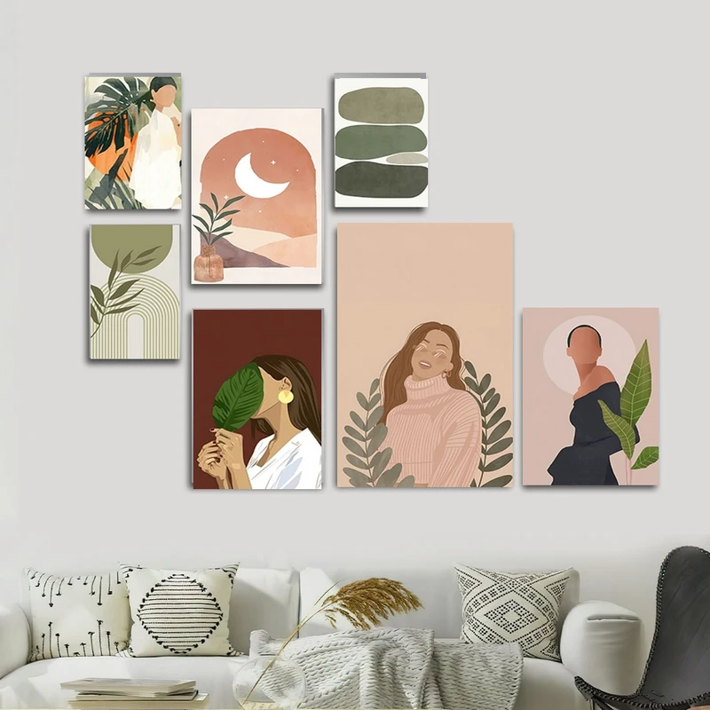 تابلو شاسی بکلیت طرح مدرن نقاشی مینیمال مدل SH-2624 مجموعه 7 عددی