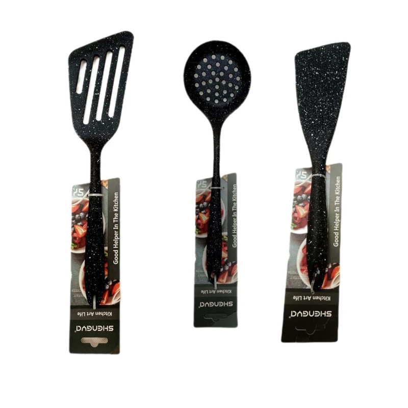 سرویس کفگیر و ملاقه 3 پارچه شنگیا مدل سیلیکونی کهکشانی