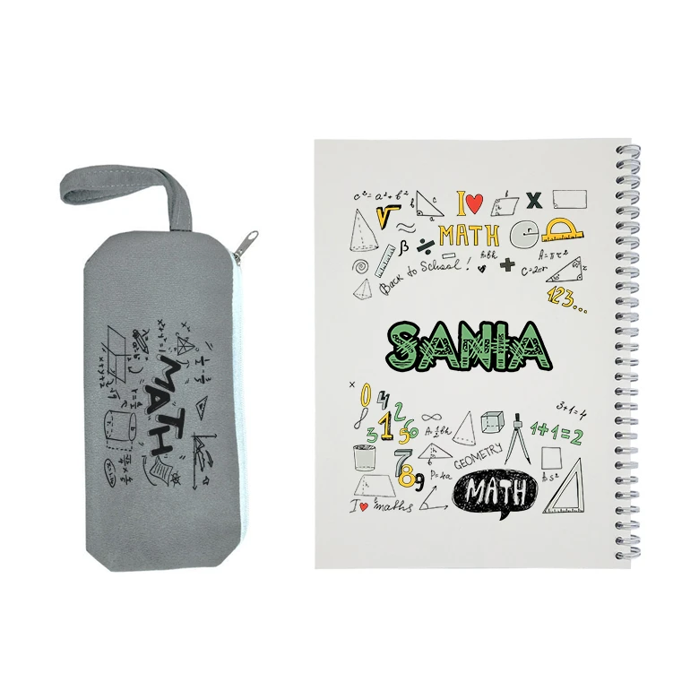 دفتر مشق 50 برگ طرح ریاضی مدل سانیا به همراه جامدادی