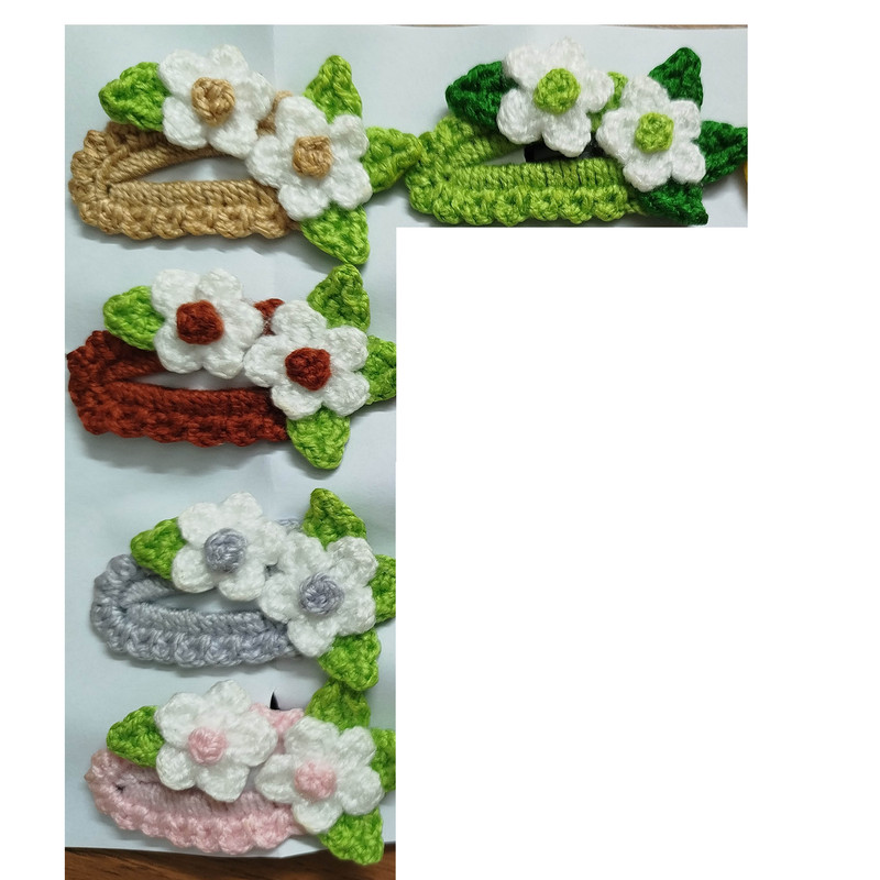 گیره مو دخترانه بافتنی مدل گل بسته 2 عددی