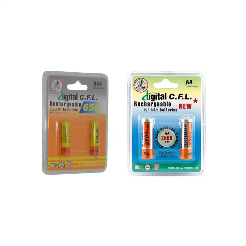 باتری قلمی و نیم قلمی قابل شارژ سی.اف.ال مدل 2500/650mAh بسته 4 عددی