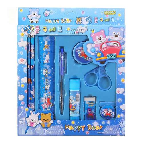 بسته لوازم تحریر مدل Happy Bear کد 2009 مجموعه 9 عددی