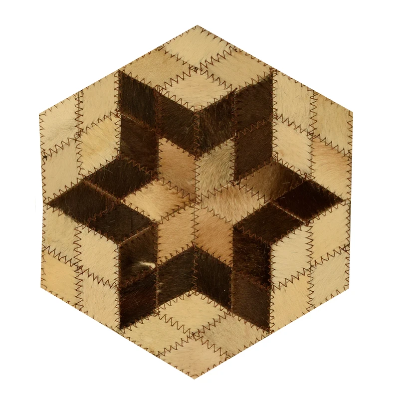 رومیزی کلاژ چرم و پوست مدل شش ضلعی کد 006