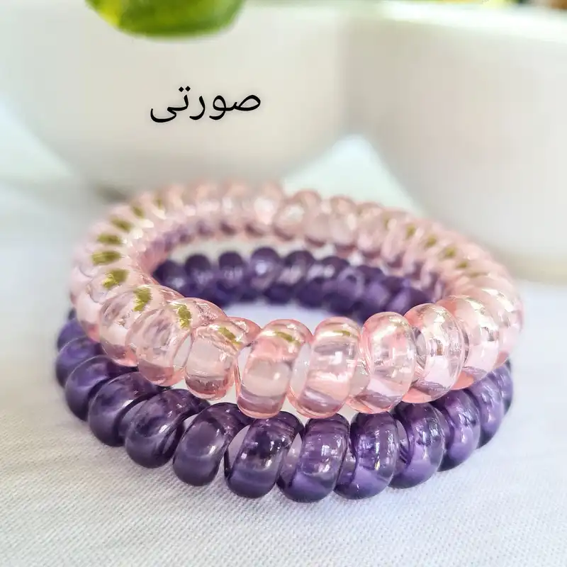 کش مو زنانه مدل سیم تلفنی شفاف کد 5005 brg بسته 2 عددی