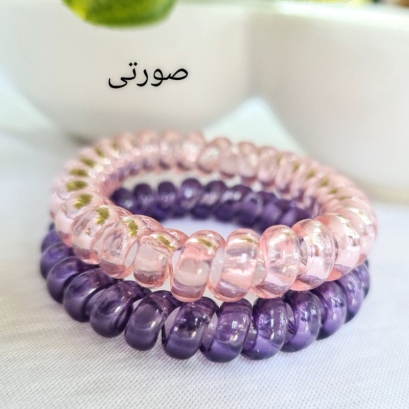 کش مو زنانه مدل سیم تلفنی شفاف کد 5005 brg بسته 2 عددی