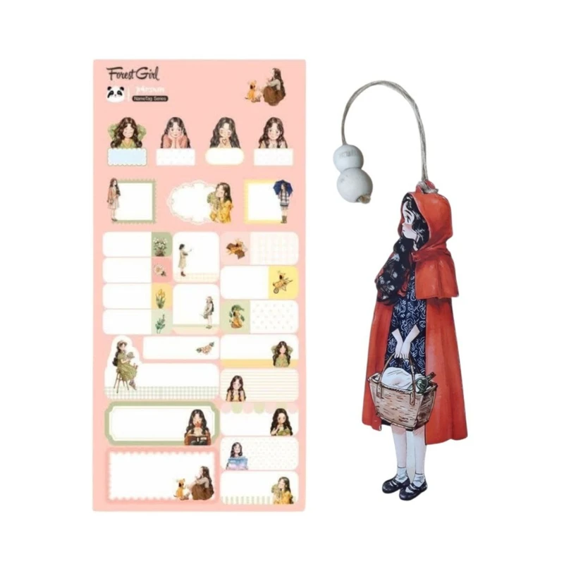 نشانگر کتاب مدل دختر جنگل و شنل قرمزی کد mn88 به همراه برچسب 