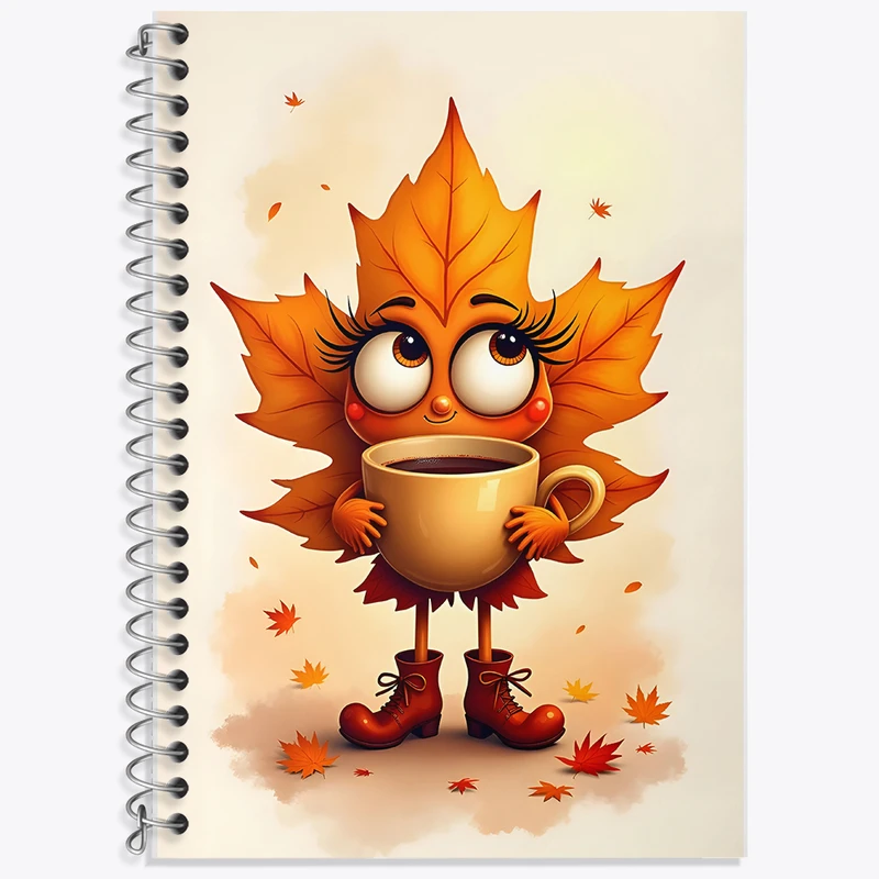 دفتر زبان 50 برگ خندالو مدل دو خط طرح برگ پاییزی کد F5520