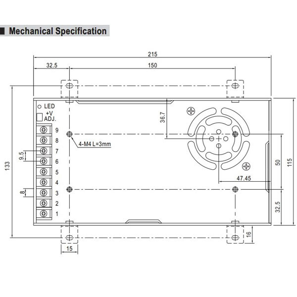 منبع تغذیه 48 ولت 7.3 آمپر مینول مدل LRS-350-48
