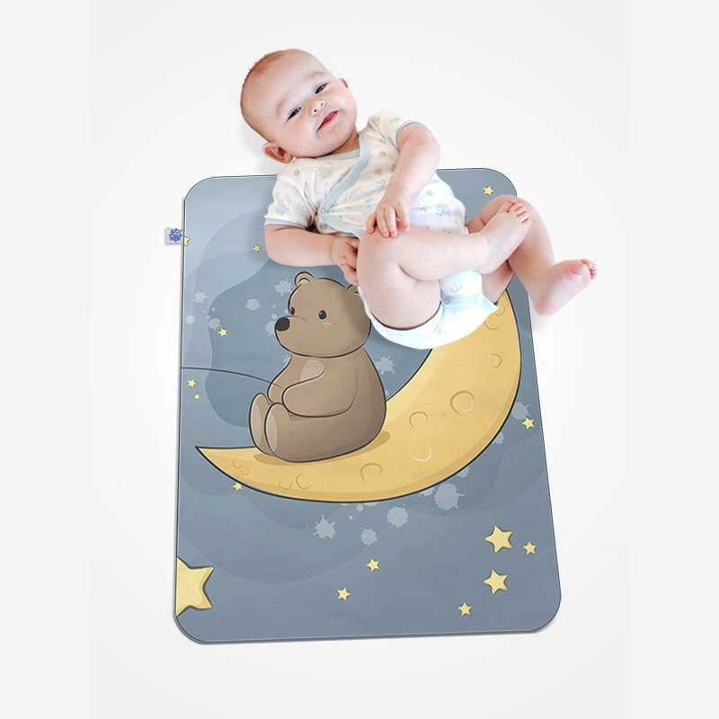 زیرانداز تعویض نوزاد شمسه نگار مدل خرس و ماه کد P-113