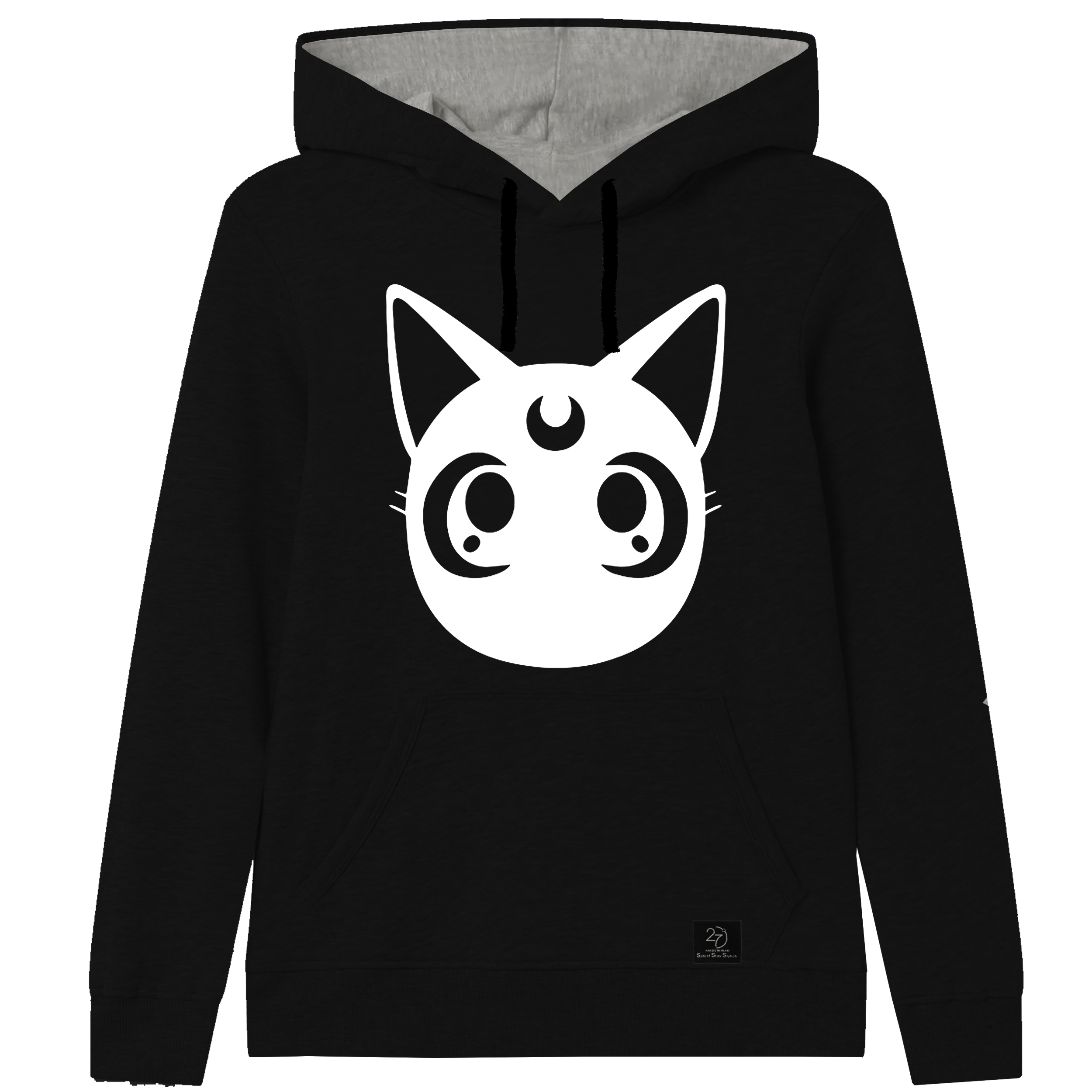 هودی دخترانه 27 مدل CAT کد V02 رنگ مشکی