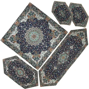 ست 5 تکه رومیزی ترمه مدل عقیق کد SRM66