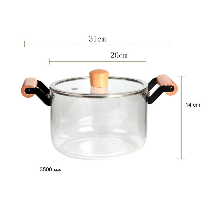 قابلمه پیرکس مدل شیشه ای کد 1369n 1 3500 سایز 20