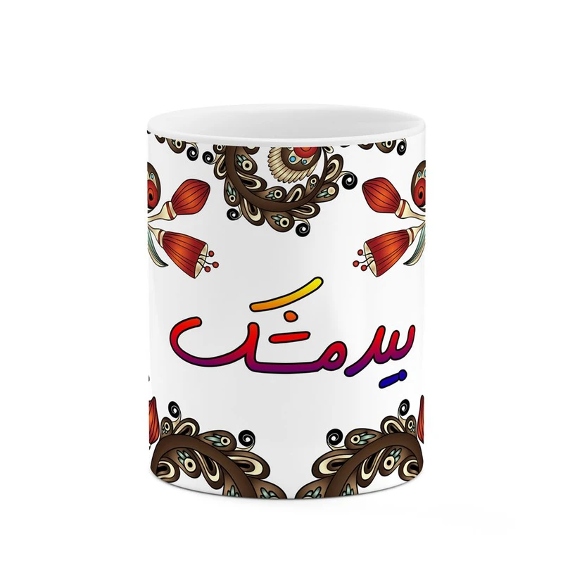 ماگ کاکتی مدل اسم بیدمشک طرح سنتی گل و بته کد mgh44285