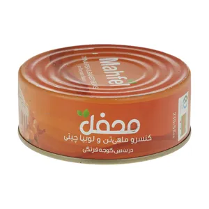 کنسرو ماهی تن و لوبیا چیتی محفل - 380 گرمی