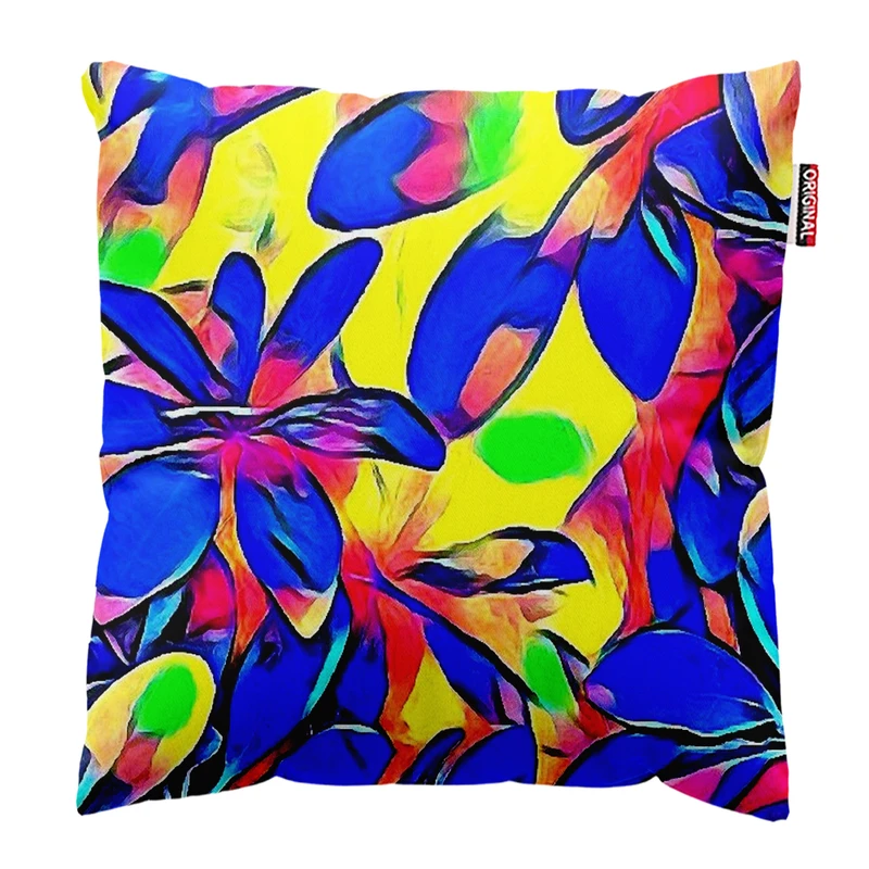 کوسن پاد آفرین مدل مینیمال طرح گل و برگ کد PK303508 سایز 30*30 سانتی متر