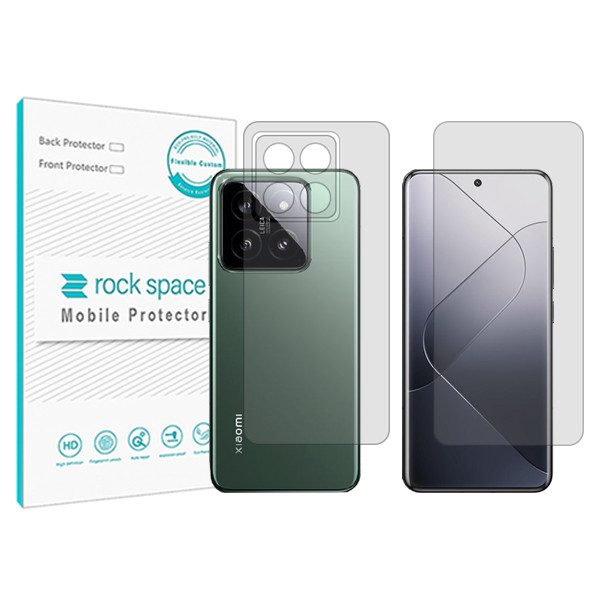 محافظ صفحه نمایش شفاف راک اسپیس مدل Anti Shock مناسب برای گوشی موبایل شیائومی 14Pro به همراه محافظ پشت گوشی