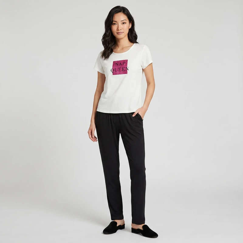 ست تی شرت آستین کوتاه و شلوار زنانه اسمارا مدل 16777009