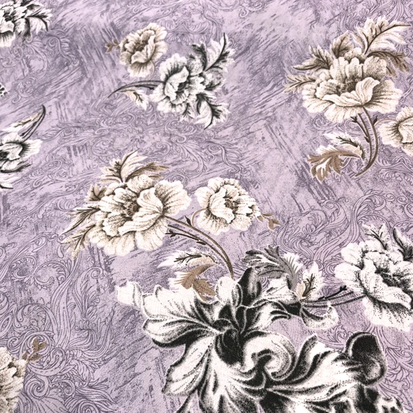 پارچه ملحفه عرض 2 متر مدل گلدار رنگ یاسی