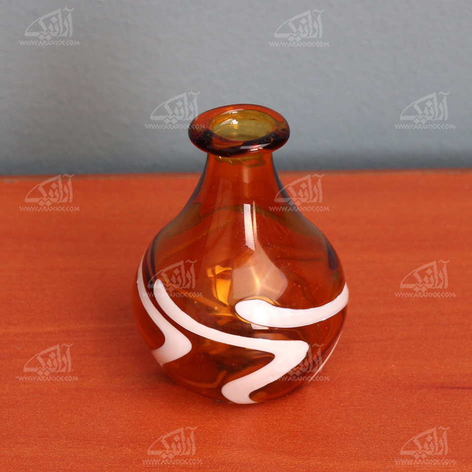گلدان مینیاتوری شیشه گری با حرارت مستقیم‏ ‏ قهوه ای‏ طرح ‏غروب‏ مدل 1015900040