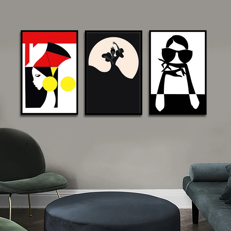 تابلو بکلیت طرح نقاشی مدرن مدل شاین اکلیلی B-1656 مجموعه 3 عددی