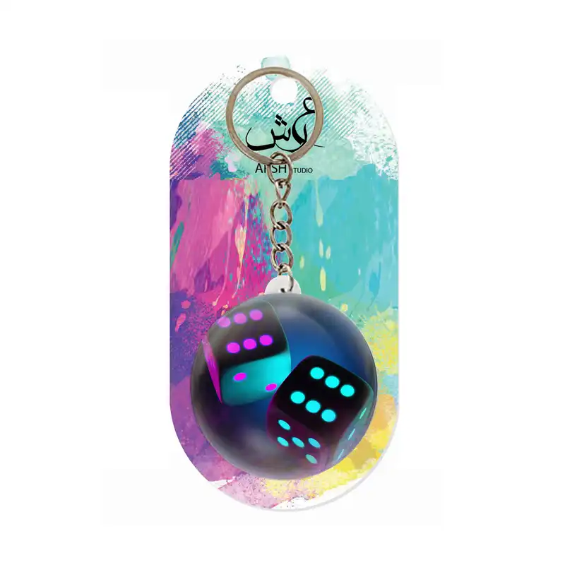 جاکلیدی عرش مدل فانتزی تاس شبرنگ نئونی کد Asj4028