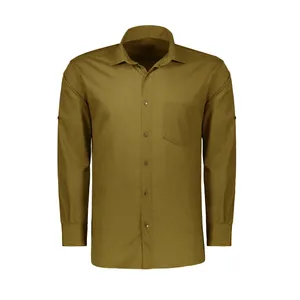 پیراهن آستین بلند یقه برگردان مردانه مدل کتان کد CT-KH