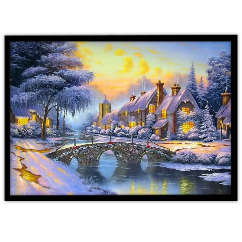 تابلو بکلیت طرح نقاشی رنگ روغن منظره زمستانی مدل B-11275