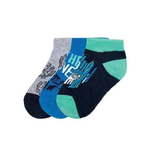 جوراب ساق کوتاه پسرانه مدل ماینکرفت کد by9701 مجموعه 3 عددی