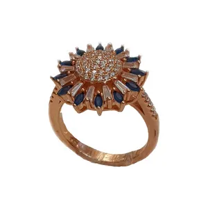 انگشتر نقره زنانه مدل گل یاقوت کبود