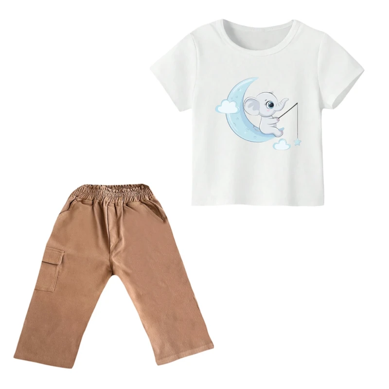 ست تی شرت و شلوارک دخترانه مدل فیل کد ۴