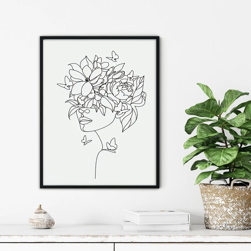 تابلو آتریسا طرح لاین آرت مدرن مدل ATFL155 فریم مشکی